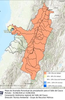 Informe de las condiciones hidroclimatológicas durante la primera quincena de agosto 2026 en el Valle del Cauca y norte del Cauca 