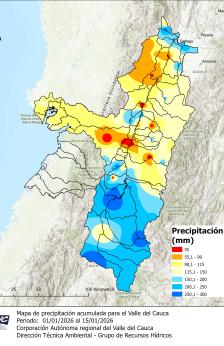 Informe de las condiciones hidroclimatológicas durante la primera quincena de enero en el Valle del Cauca y norte del Cauca. 